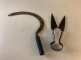 Vintage shears and Sickle