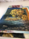Lot of four original painting by various artists, two are signed