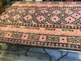 84?x114? Brown, Orange &Pink Indian Rug in good condition.
