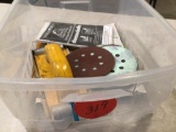 Lot of various sandpaper with sanding pad.