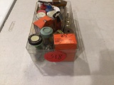 Lot of various screws and nails., picture hanging parts and wall anchors.