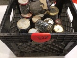 Bin full of jars with nails in the jars.