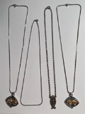 Lot of 4 Silver Tone Costume Jewelry Necklaces