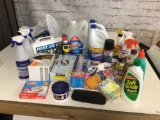 Large Amount of Cleaning Supplies, including chemicals, bags, gloves & First Aid Kit