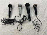 Lot of microphones, connectors, and cords: untested