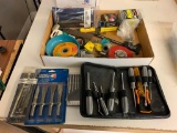 Tool Lot of Chisels, Screwdrivers, Fuses, tape Measures and more