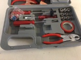Fixit Tools in Grey Container, includes jumper cable, two screwdrivers, 3/8 drive screwdriver