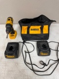 DeWalt drill with two battery chargers and carrying case: batteries not included