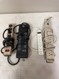 Lot of 4 power cord extensions, surge protectors, one with USB capability