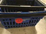 four hand shopping baskets with handle., 2 are 11? x 17? x 8? & other two are 13? x 19? x 9?