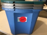 Four totes, Blue, 2 Grey. & Green 16 1/2? x 25? x 15? Totes with Lids