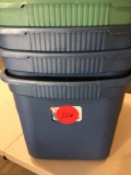 Four 17? x 24? x 16? Totes with lids, color 3 Blue and 1 Green.