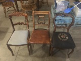 Lot of 3 Wooden Chairs with Cushions (No Shipping)