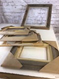 Lot of five painting frames, all rustic wood design, four are new.