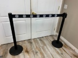 2 Pc Black Stanchion 10' Retractable Belt Crowd Control Barrier