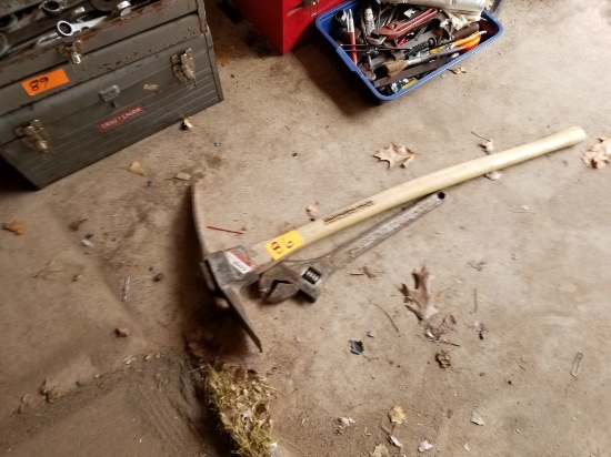Pick Axe & 18" Crescent Wrench
