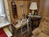 Desk, Night Stand, Lamp, Crutches