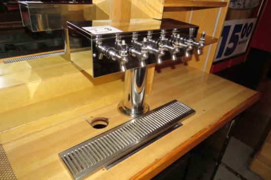 6-Head Commercial Stainless Steel Beer Tap System.
