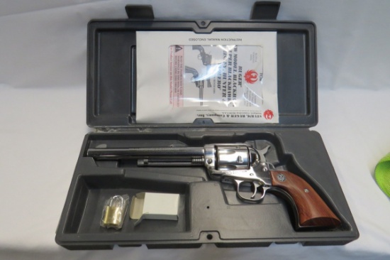 Ruger Vaquero Single Action Revolver, SN# 57-38592, 44-40 Cal, 7 1/2" Barrel, Wood Grips, Stainless 