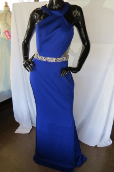 Jovani Beaded Evening Gown, Royal Blue, Size 6, $338 Retail Price, with Pla