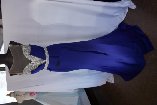 Azzure Couture, Beaded Ball gown, Royal Blue, Size 6 $538 Retail Cost, Plas