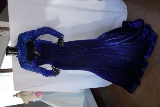 Ritzee Originals, Beaded Strapless Gown with Jacket, Royal Blue, Size 6, $1