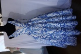 Sherri Hill, Printed Ball gown, Size Kids 14, Ivory/Blue Print, $600 Retail