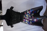 Ellie Wilde 2-Piece Beaded Top & Mini Skirt, Black/Multi, Size 00, $298 Ret