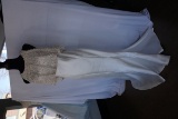Mac Duggal, Beaded Gown, Size 8, Ivory, Plastic Dress Cover