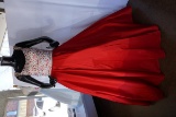 Ritzee Originals, Beaded Ball gown, Red, Size 8, $858 Retail Cost, Plastic