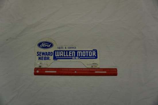Metal Wallen Motor Co.-Seward, NE License Plate Holder - Original.