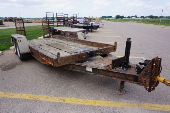 Homemade 16' Flatbed Trailer, 77 1/2" Between Fenders, 4' Folddown Ramps (NO Title).