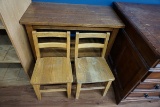 Solid Wood Mission Style Table-Solid Oak, (2) Solid Oak Children's Chairs (