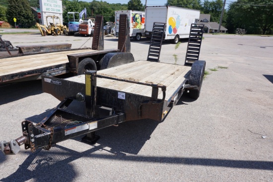 2007 Mac-Lander 16' Tandem Axle Flatbed Tag Trailer, 14' Wood Deck, 2' Fixed Beavertail, 9,900lb. GV