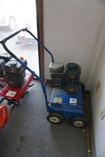 Bluebird Model Lawn Comber Commercial Walk-Behind Power Rake, Briggs & Stratton 8.25 Gas Engine.