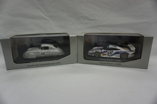 (2) Pauls Model Art 1:43 Scale Models in Boxes, Made in China, Porsche 356
