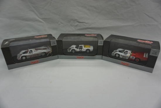 (3) Quartzo 1:43 Scale Models in Boxes, Porsche 906/6, 962C Long, 956 Long