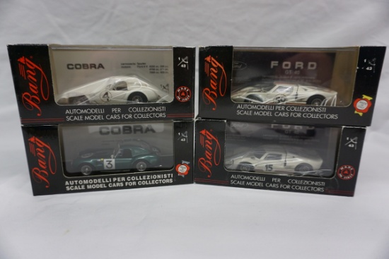 (4) Bang 1:43 Scale High Quality Models in Boxes, Ford GT 40 & Cobra, Made