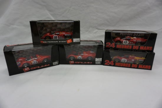 (5) Brumm 1:43 Scale Models in Boxes, Made in Italy, (3) Ferrari 512M's, (2