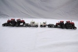 (2) Ertl 1/64 Scale Case Truck Tractors with Flatbed Trailers & IHC Tractor