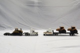(2) Ertl 1/64 Scale Cat Truck Tractor & Trailer Combos with Cat Tractors on