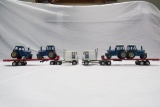 (2) Ertl 1/64 Scale Ford Truck Tractor & Trailer Combos with Ford Tractors.