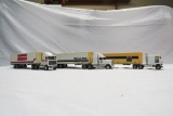 (3) Ertl 1/64 Scale Truck Tractor & Trailer Combos (Plastic Trailers) - For