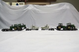 (2) Ertl 1/64 Scale John Deere Truck Tractor & Trailer Combos with John Dee