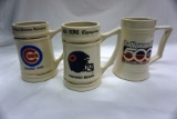 (3) Beer Steins - Cubs '1984 East Division Champs'; Chicago Bears '1985 NFC