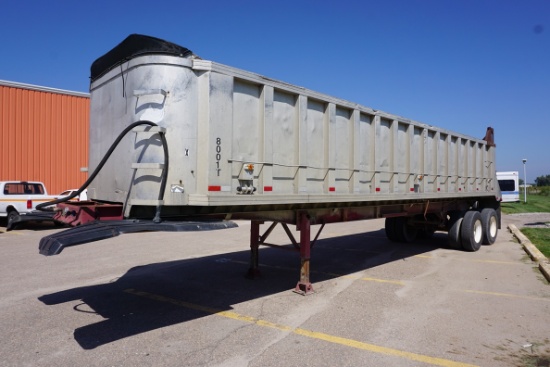 1980 Summit Aluminum End Dump Trailer, 34' Hydraulic Cycle, 11R22.5 Radial Tires, Tarp.