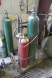 Complete Acetylene Torch Set with Large Tanks, Smith Gauges, Torch & Cart.