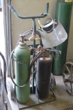 Complete Acetylene Torch Set with Medium Tanks, Victor Gauges, Torch & Cart.