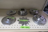 (2) Chromed Double Pulleys-Water Pump (081124), (1) Deep Well Single Pulley-Crank Shaft (081123), (2