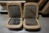 Set of Front Stock Vinyl Bronco Seats with Cloth Inserts.